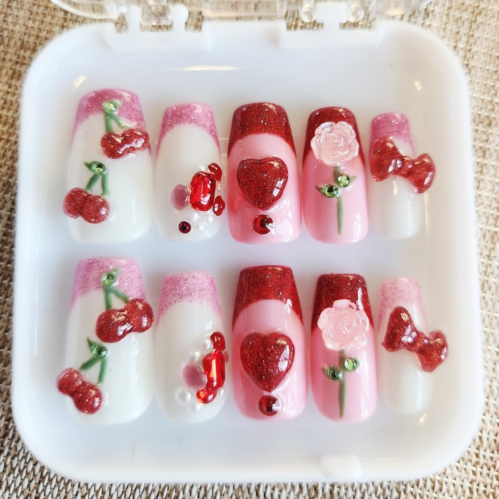 Cherry Soda Press On Nails